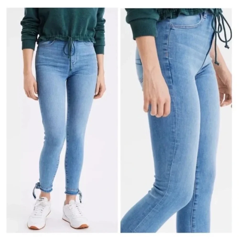 AMERICAN EAGLE | Highest Rise Jegging Crop Ankle Tie Jeans - Picture 2 of 3